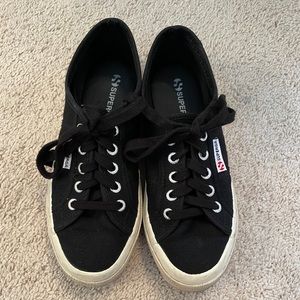 Black Superga lace up sneakers